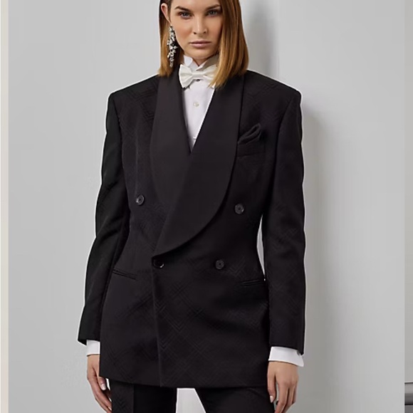 NWT Ralph Lauren Purple Label Women’s Gregory Jacquard Tuxedo Blazer size 2 Glam - Picture 2 of 11